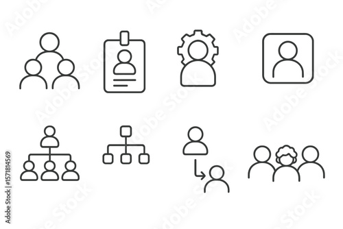 Business, teamwork outline icon set. corporate, networking line art collection