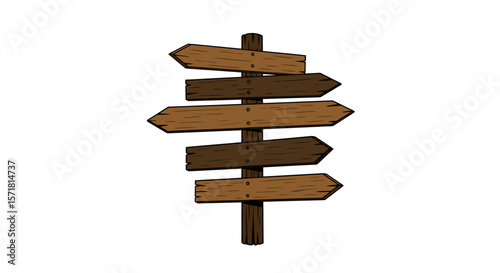 Rustic Wooden Signpost Illustration Directional Arrows for Wayfinding
