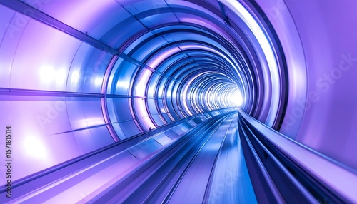 Purple tunnel with moving walkways