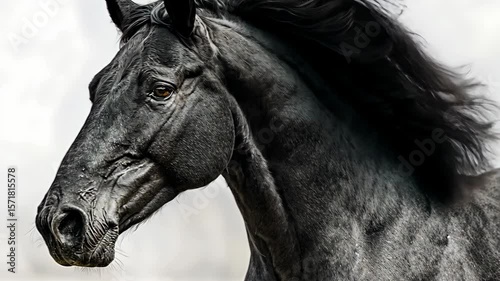 Wallpaper Mural Close-up of a black horse with a flowing mane. Torontodigital.ca