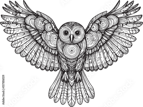 Nocturnal Wisdom Owl: Spirals of the Forest Guardian
