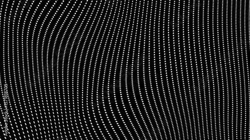White turbulent wave dot line pattern with fast dynamic flow seamless loop animation on black background. 4K animated for motion graphics, overlays, presentations, video editing, and background.