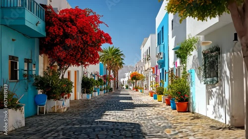 Wallpaper Mural Picturesque Mediterranean street lined with colorful flowers. Torontodigital.ca