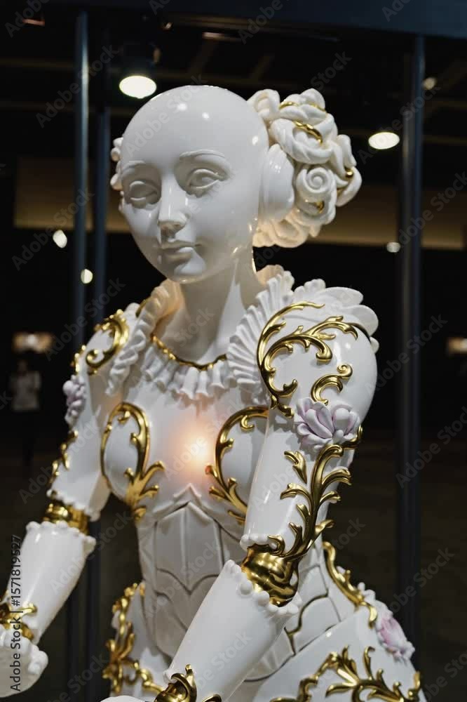 Sculpture féminine ornée de dorures