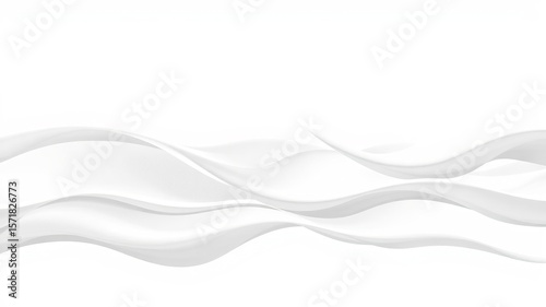 Abstract white waves flowing softly across a bright background creating a serene and calming effect