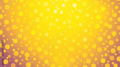 A vibrant yellow gradient background with scattered circles of varying sizes and intensities