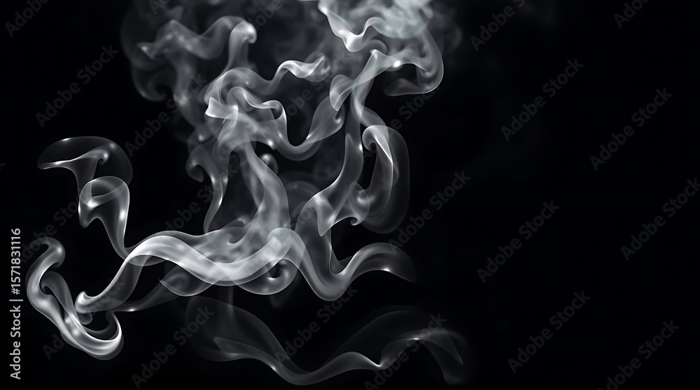 Fototapeta premium White smoke gently curls and dances against a dark background