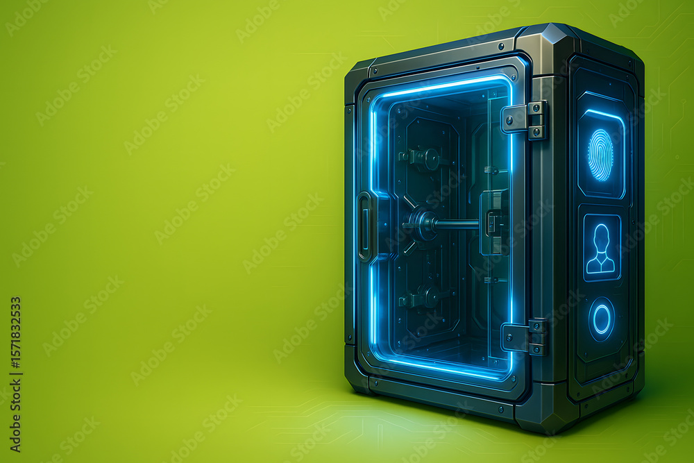 Fototapeta premium Futuristic Biometric Vault with Advanced Authentication Security for High-Tech Protection