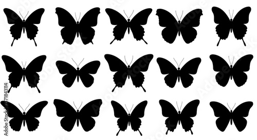 Elegant butterfly silhouettes on a white backdrop creating a visually appealing pattern