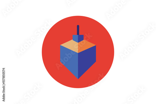 Modern Flat Dreidel Inside Circle On Background