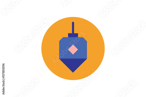 Modern Flat Dreidel Inside Circle On Background