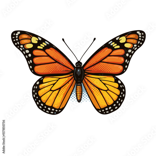Vibrant pop art butterfly net featuring bold colors and dynamic shapes, isolated on white background, concept of creativity and fun in design.