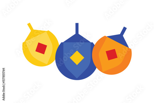 Group Of Three Dreidels In Circular Motion