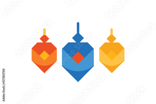 Group Of Three Dreidels In Circular Motion
