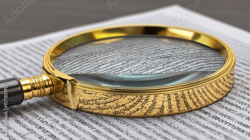Businessperson examines gold coin trail with magnifying glass, seeking financial clues - money magnifying audit