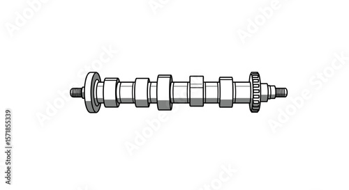 Technical camshaft icon in grayscale for engine design projects