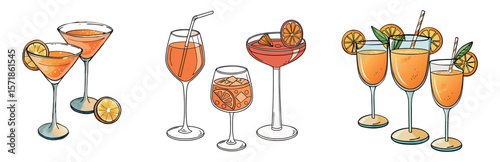 set of cocktails and drinks