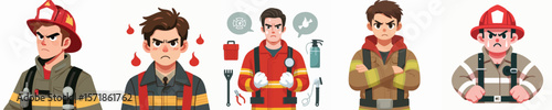 angry expression fire extinguisher character vector
