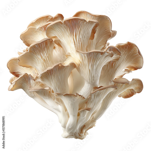 Close-up shot of a fresh and delicious oyster mushroom cluster 