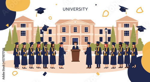 Academic Achievements And Graduation Ceremony At University With Graduates