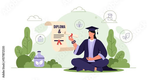 Achieving Academic Success Graduation Ceremony Featuring A Student In Natural Scenery