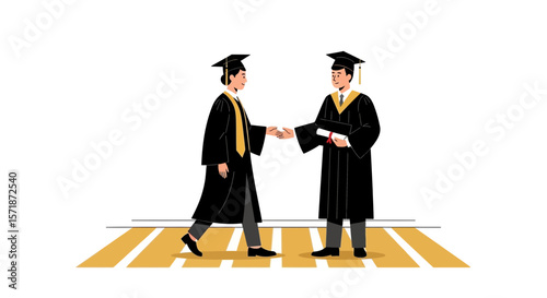 Graduation Handshake Celebrating Academic Achievement And Transitioning Into The Future