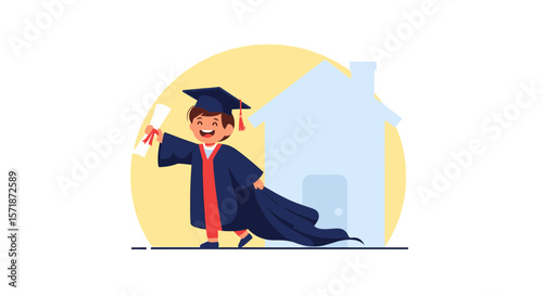 Achieving Dreams Graduation Success Young Boy Homeownership Future Prospects
