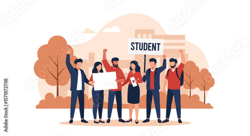 Empowered Students Marching For Change, Illustrating Youth Activism and Social Movement