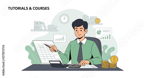 Financial Consultant Analyzing Data Graphs And Accounting For Business Growth Strategy