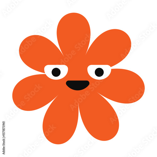 Indifferent floral emoji with tired eyes and a clean, flat style. A stylized, modern design blending humor and simplicity.