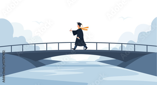 Celebrating Graduation Reaching New Milestones And Crossing Bridge To Future Success