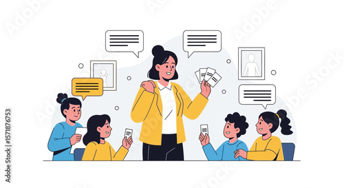 Engaging Classroom Discussion Teacher Guiding Students in Interactive Learning Exercise