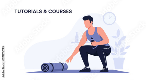 Animated Home Workout Illustration Preparing For A Fitness Routine Class