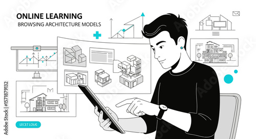 Architectural Designs Digital Exploration Man Interacting With Models Online Learning