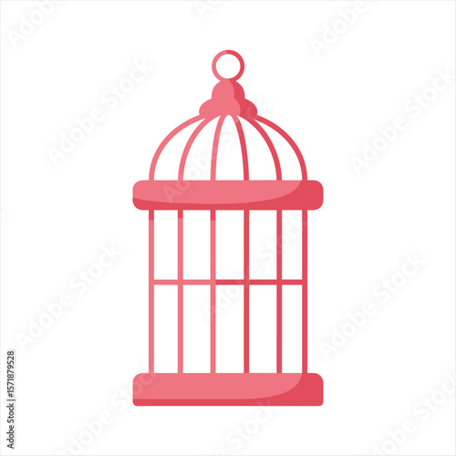 Elegant Coral Birdcage Illustration Design