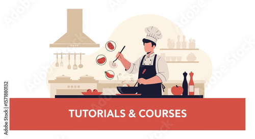 Chef Preparing Gourmet Dish Demonstrating Culinary Skills In A Professional Kitchen