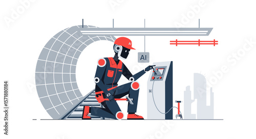 Artificial Intelligence Driven Robot Performs Infrastructure Repair Tasks in Futuristic City