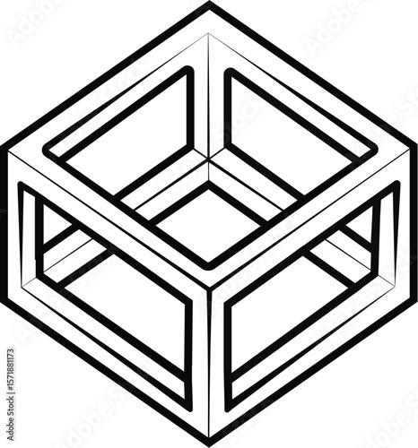Abstract three-dimensional design featuring a cube background