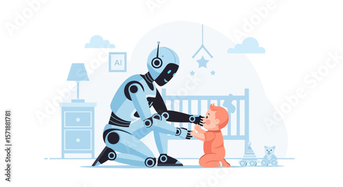 Future Parenthood Robot Interaction With Baby In A Nursery Environment