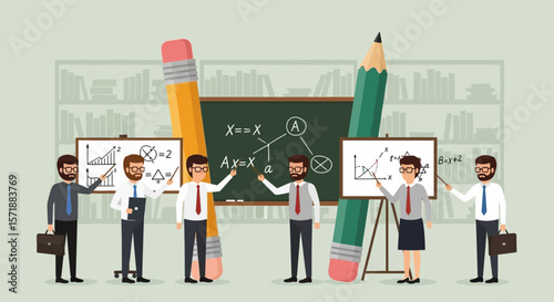 Engaging Teachers Explaining Mathematical Concepts Using Boards And Pencils In A Classroom