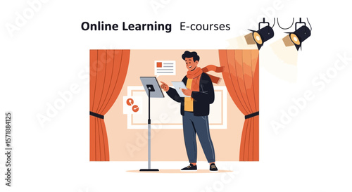 Engaging Virtual Presentation For Modern Learning And Online Communication Stage