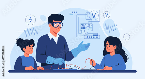 Engaging Young Minds: A Scientist Guiding Students Through Electrical Experiments