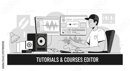 Audio Visual Content Creator Working In Studio For Online Courses And Tutorials