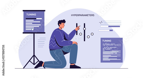 Engineer Optimizing Hyperparameters For Machine Learning Model With Data Presentation