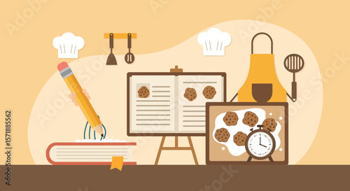 Baking Recipes Journaling Cookbook Illustration For Pastry Enthusiasts And Cooking Adventures