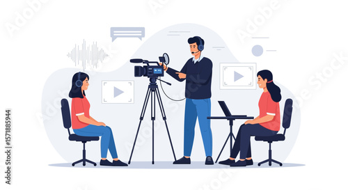 Behind The Scenes Of An Interview Or Video Production Recording Studio Setup