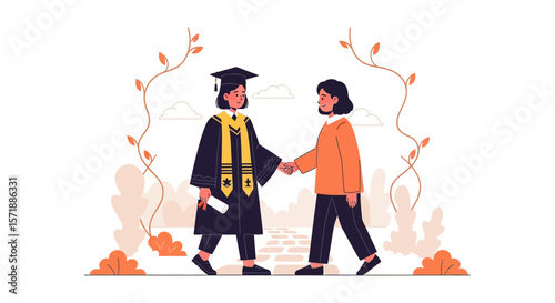 Graduate Handshake Celebrating Achievement And Success In Education Journey