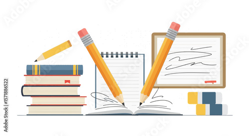 Concept Of Creative Writing And Education Still Life With Pencils And Books