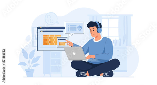 Concept Of Remote Working With Young Professional Using Laptop At Home