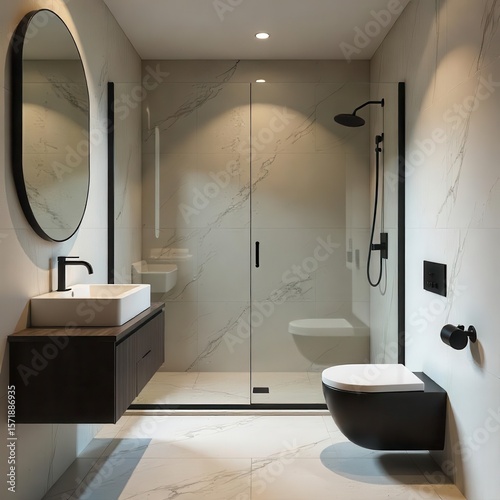 studio room L shape bathroom smart simple & minimalist design 